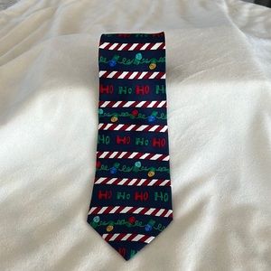 The Save The Children Collection Ho Ho Ho Navy Blue Tie 100 % Silk